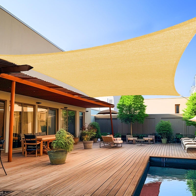 Shade&Beyond 8'x10' Sun Shade Sails Canopy Rectangle Sand 185GSM Shade Sail for Patio Deck Yard Backyard, (We Make Custom Size) - Image 1